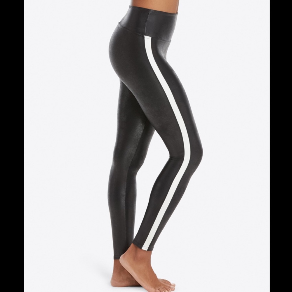 Spanx Faux Leather Side Stripe Leggings